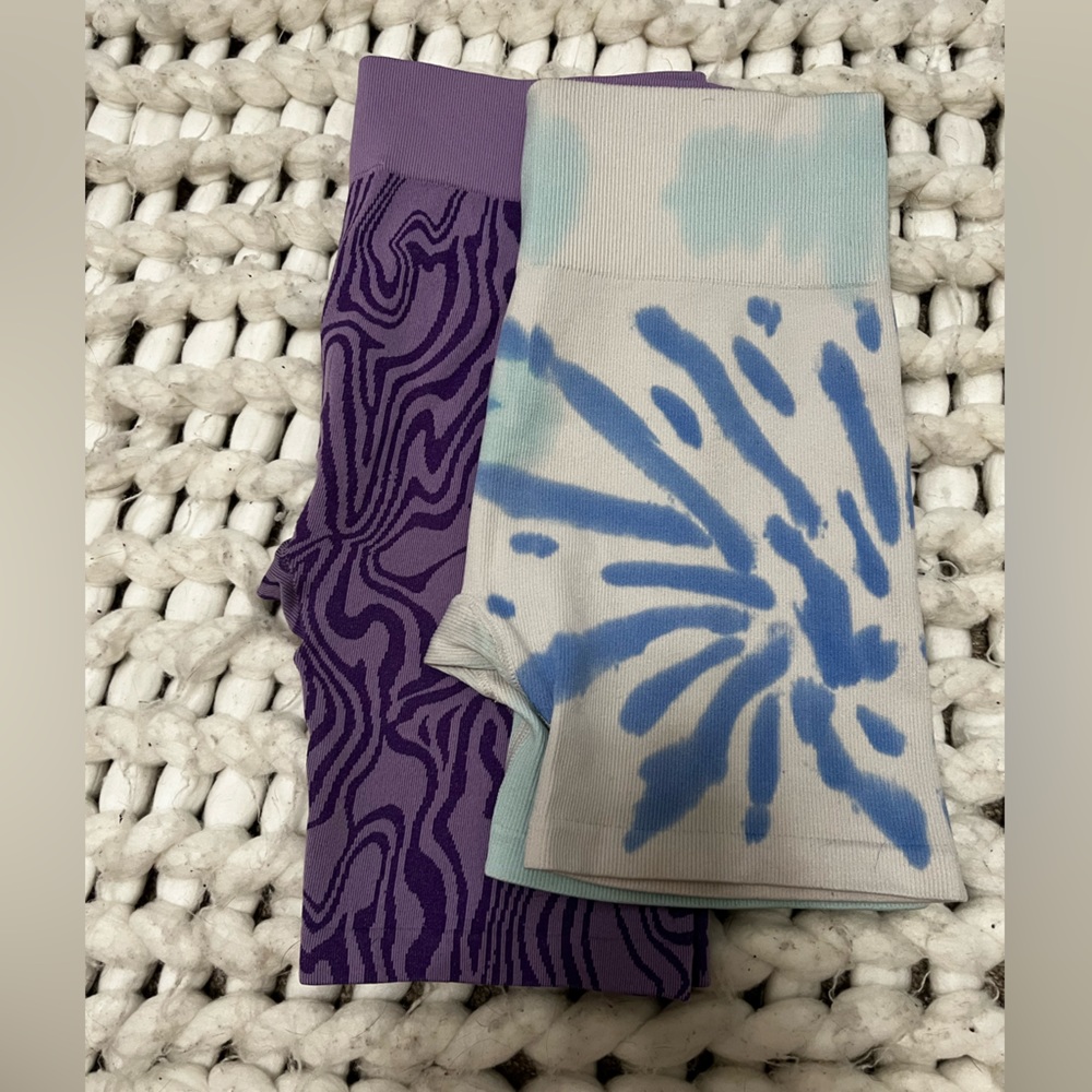 Walmart biker shorts purple and blue